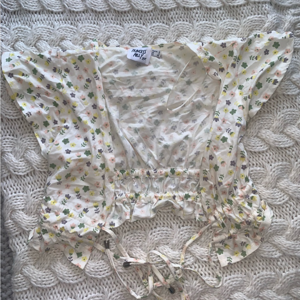 Floral tie front shirt